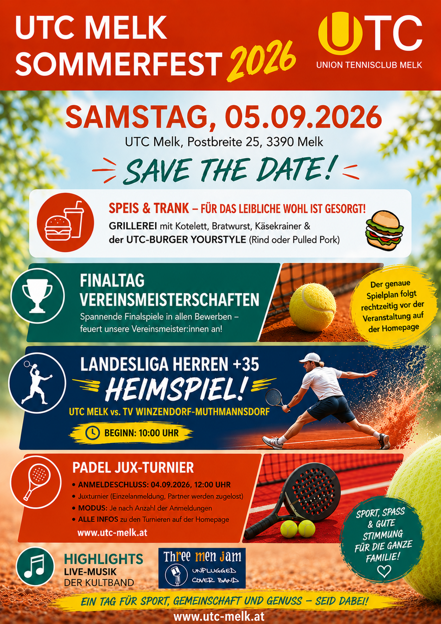 UTC Melk Sommerfest 2026 – Save the Date!